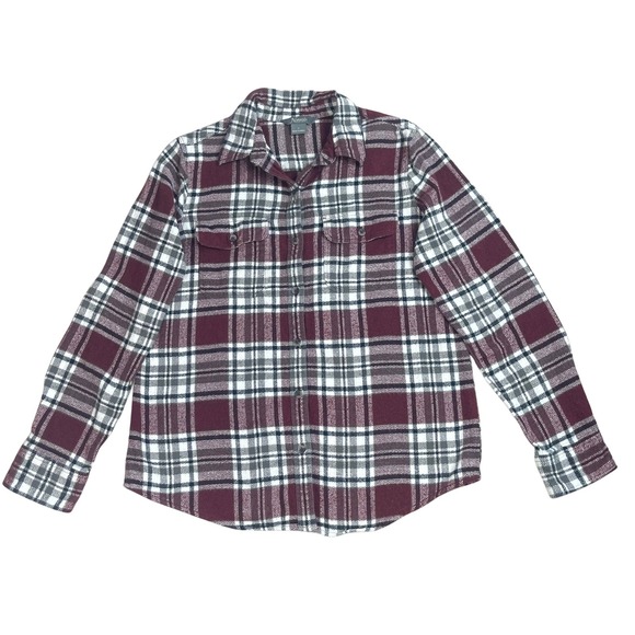 Natural Reflections Tops - Natural Reflections‎ Women's Plaid Flannel Shirt Burgundy 100% Cotton Cabincore